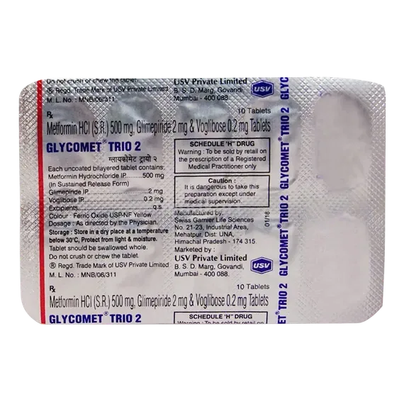 glycomet trio 2mg tablet 10's